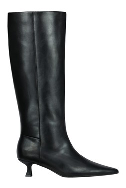 Black Kitten Heel Tall Boot
