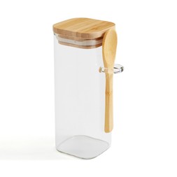 Glass Square Jar with Spoon