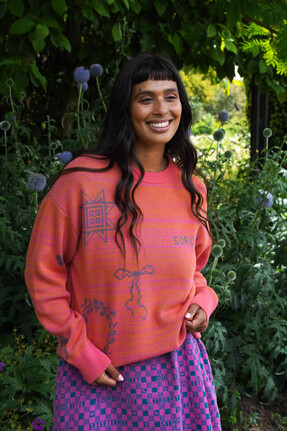 Cross Stitch Jumper in Fruit Salad & Teal