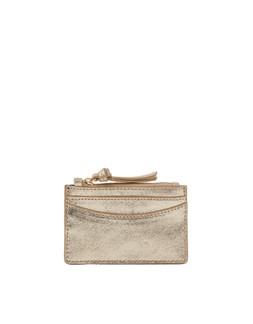 Suede Card Holder Gold